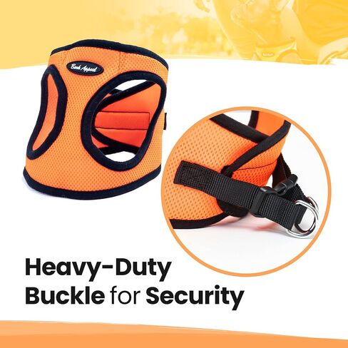 Orange Solid Step-in Dog Harness by Bark Appeal, Mesh Vest Harness for Dogs, Non-Choking with Adjustable Heavy-Duty Buckle for Safe, Secure Fit in Saudi Arabia