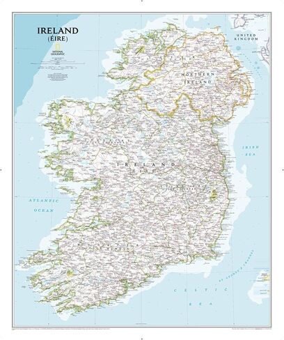 National Geographic: Ireland Classic Wall Map - 30 x 36 inches - Art Quality Print in Saudi Arabia