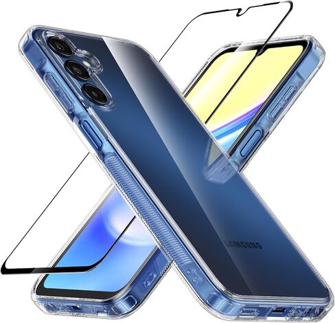 حافظة لهاتف Galaxy A15 5G، حافظة هاتف واقية مقاومة للصدمات من البولي كربونات + مادة TPU مع واقي شاشة من الزجاج المقوى لهاتف A15 2023 4G (شفاف، A15) in Saudi Arabia