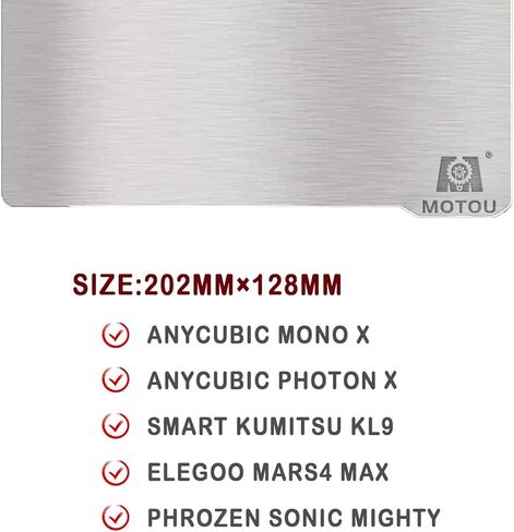 لوحة بناء مرنة للطابعة ثلاثية الأبعاد من الراتينج MOTOU® مقاس 202 × 128 مم، منصة قاعدة مغناطيسية لـ Anycubic Mono X | فوتون إكس وسمارت كوميتسو KL9 وإيليجو مارس 4 ماكس وفروزن سونيك مايتي 4 كيه in Kuwait