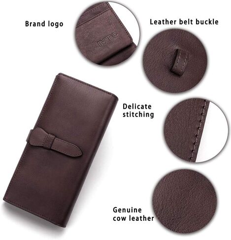 IVTG محفظة جلدية حقيقية المرأة محفظة طويلة مخلب خمر جلد البقر حامل بطاقة اليدوية المنظم in Kuwait