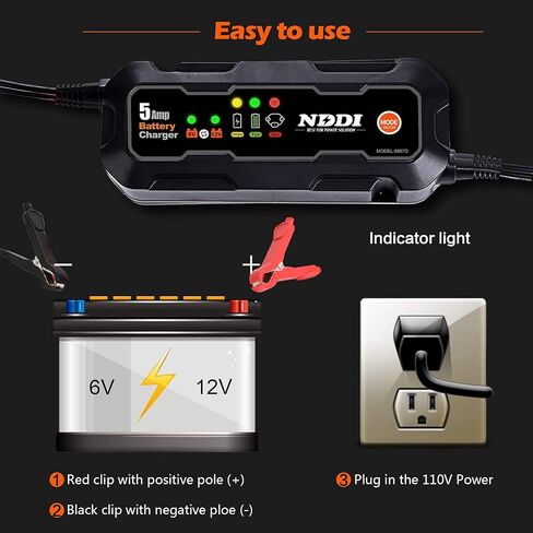 1.5A Fully-Automatic Smart Charger, 12V Portable Automotive Car Battery Charger, Battery Maintainer, Trickle Charger and Battery Desulfator with Temperature Compensation in Saudi Arabia