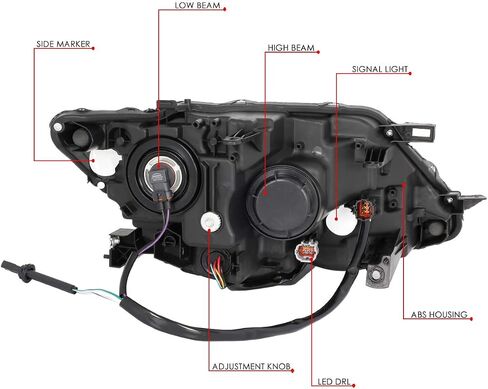 DNA MOTORING HL-OH-NROG14-BK-CL1 Black Housing Headlights With LED DRL Strip Replacement For 14-16 Rogue in Saudi Arabia