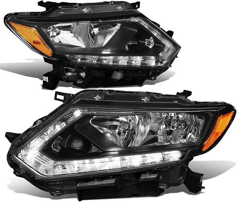 DNA MOTORING HL-OH-NROG14-BK-CL1 Black Housing Headlights With LED DRL Strip Replacement For 14-16 Rogue in Saudi Arabia