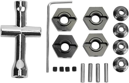 RC Hex Hub, 14mm Wheels Hex Hub Extension Aluminum Alloy Universal Upgrade Wheel Hex Adapter for ARRMA Senton 1/10 RC Car(Black) in Saudi Arabia