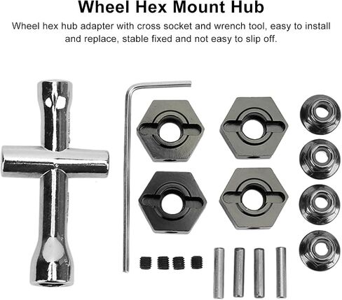 RC Hex Hub, 14mm Wheels Hex Hub Extension Aluminum Alloy Universal Upgrade Wheel Hex Adapter for ARRMA Senton 1/10 RC Car(Black) in Saudi Arabia