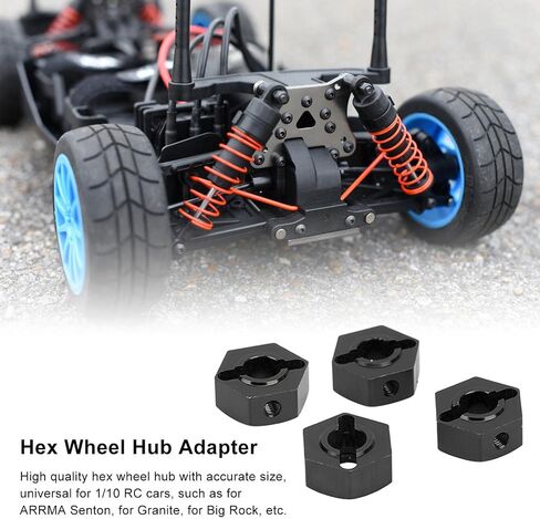 RC Hex Hub, 14mm Wheels Hex Hub Extension Aluminum Alloy Universal Upgrade Wheel Hex Adapter for ARRMA Senton 1/10 RC Car(Black) in Saudi Arabia