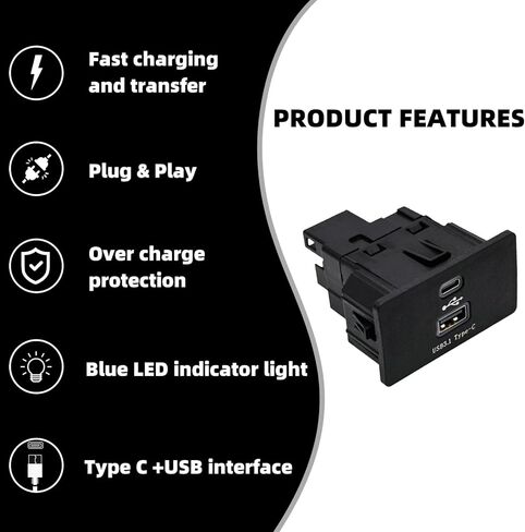 Carplay USB Interface Hub، HC3Z-19A387-B-G ترقية وحدة USB + Type-C تدعم Apple Carplay Android الشحن السريع وناقل الحركة الثابت، متوافق مع Ford Lincoln 2015-2020 SYNC 3 الإصدار 3.4 in Kuwait