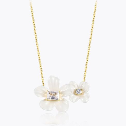 زهرة قلادة ومجموعات القرط للنساء الأزياء قلادة الزهور قلادة بيضاء بوهو زهرة بيان أقراط مع حجر زركونيا يدويا زهرة القرط ترصيع زهرة بيضاء قلادة قلادة in Kuwait