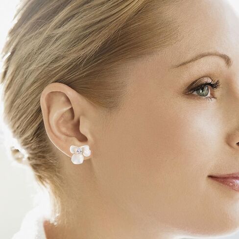 زهرة قلادة ومجموعات القرط للنساء الأزياء قلادة الزهور قلادة بيضاء بوهو زهرة بيان أقراط مع حجر زركونيا يدويا زهرة القرط ترصيع زهرة بيضاء قلادة قلادة in Kuwait