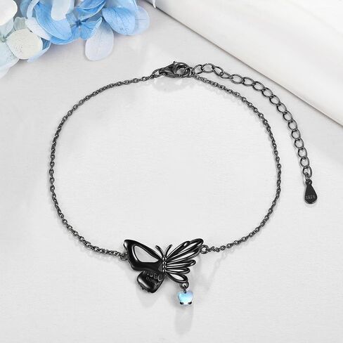 YAFEINI Skull Butterfly Necklace and Bracelet Sterling Silver Black Skull Buttterfly Jewelry Set Gifts for Women in Saudi Arabia
