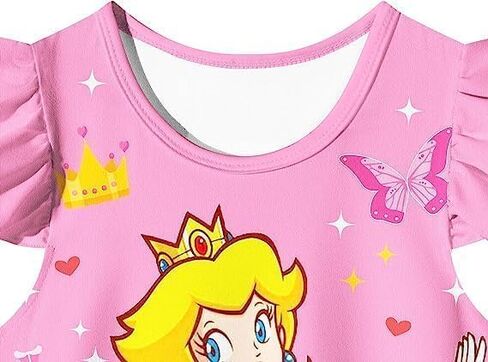 2Pcs Girl Princess Peach Red Dress Girl Cartoon Dress Girl Casual Clothing in Saudi Arabia