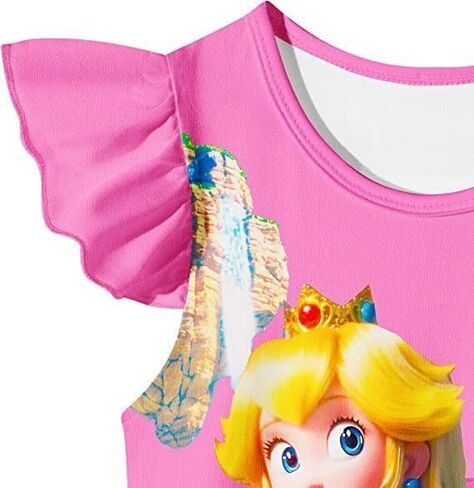 2Pcs Girl Princess Peach Red Dress Girl Cartoon Dress Girl Casual Clothing in Saudi Arabia