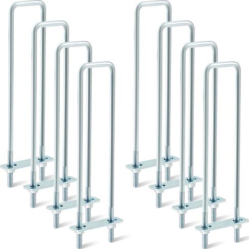 Dunzy 8 Set 5/8'' x 3.63'' x 20'' Square Bend U-Bolt Kit, Heavy Duty Carbon Steel U Bolts for Truck Body Chassis Zinc Plated, Industrial and Scientific Supplies for Boat Trailer Tube in Saudi Arabia