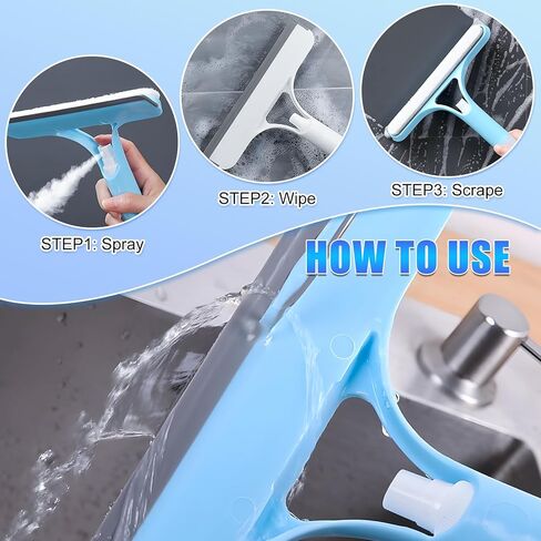 3 in 1 Spray Squeegee, 3 in 1 WindowSqueegee Cleaner, Spray WindowSqueegee Cleaner Tool with SprayBottle, for Car, Window (Blue) in Saudi Arabia
