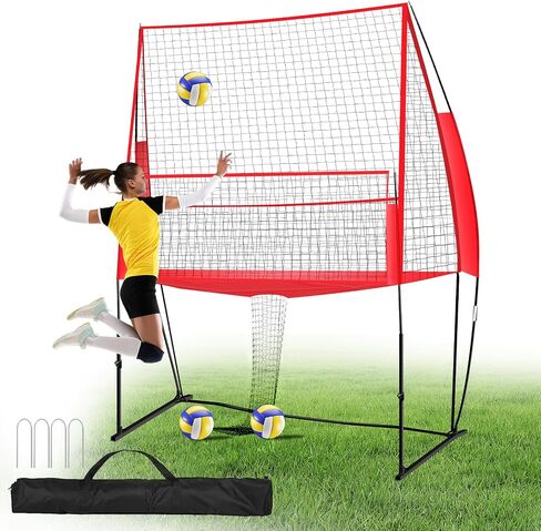 Protable Volleyball Training Equipment for Hitting Serving Passing, Volleyball Practice Net Station with Adjustable Front Net for Team Or Solo Training, Easy Setup Volleyball Training Net in Saudi Arabia