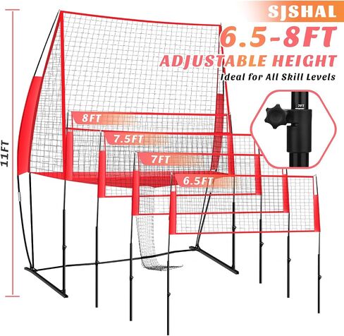 Protable Volleyball Training Equipment for Hitting Serving Passing, Volleyball Practice Net Station with Adjustable Front Net for Team Or Solo Training, Easy Setup Volleyball Training Net in Saudi Arabia