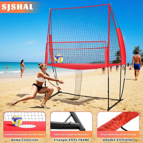 Protable Volleyball Training Equipment for Hitting Serving Passing, Volleyball Practice Net Station with Adjustable Front Net for Team Or Solo Training, Easy Setup Volleyball Training Net in Saudi Arabia