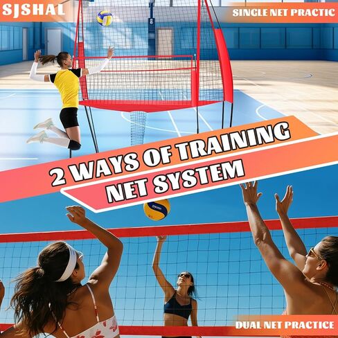 Protable Volleyball Training Equipment for Hitting Serving Passing, Volleyball Practice Net Station with Adjustable Front Net for Team Or Solo Training, Easy Setup Volleyball Training Net in Saudi Arabia