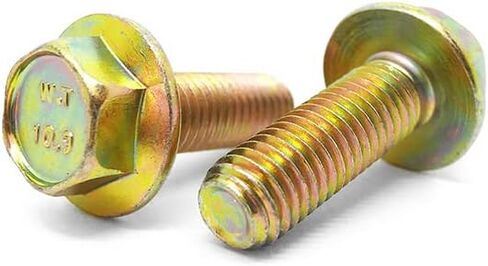 (2 Pieces) M14-1.5x45 Class 10.9 Fine Thread Hex Flange Bolts Screws UNF Fine Full Threads Zinc Yellow in Saudi Arabia