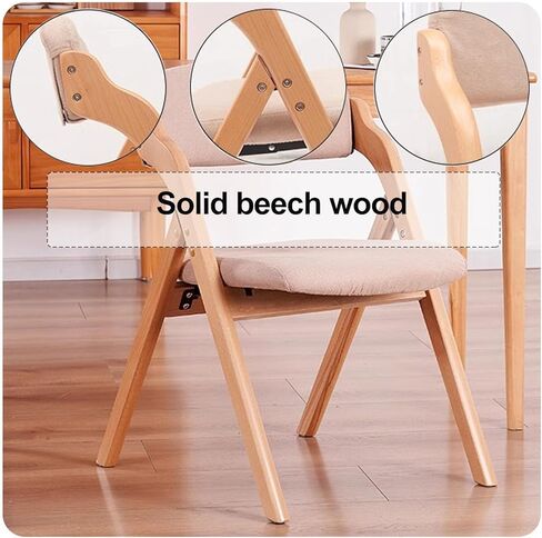 طي الخشب 2 حزمة قابلة للطي قابلة للطي هواء هوم مريح هواء مريح مع مسند مبطن وظهر للضيوف كيتن مكتب الزفاف ، بني فاتح in Kuwait