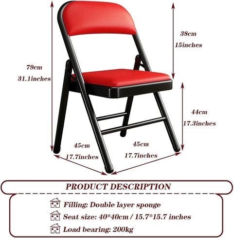 Folding air Black Household Folding Dining Table backrest air, Office Conference Training air, Lightweight PU Computer air, can Bear 200kg in Saudi Arabia