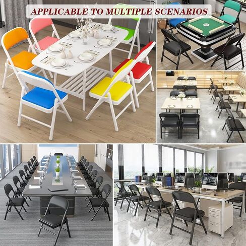 Folding air Black Household Folding Dining Table backrest air, Office Conference Training air, Lightweight PU Computer air, can Bear 200kg in Saudi Arabia
