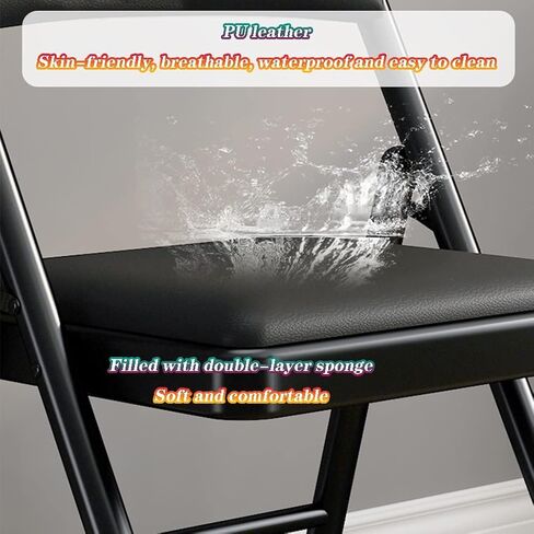 Folding air Black Household Folding Dining Table backrest air, Office Conference Training air, Lightweight PU Computer air, can Bear 200kg in Saudi Arabia
