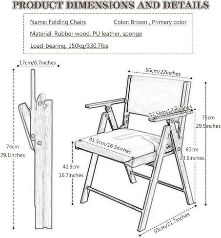 مسند الظهر القابل للطي قابلة للطي مع مقاعد مبطنة في المنزل مسند الظهر البسيط طي الهواء مع مساند الذراعين ، هواء الاستقبال المكتبي ، الحمل يحمل 150 كجم/330.7 رطل in Kuwait