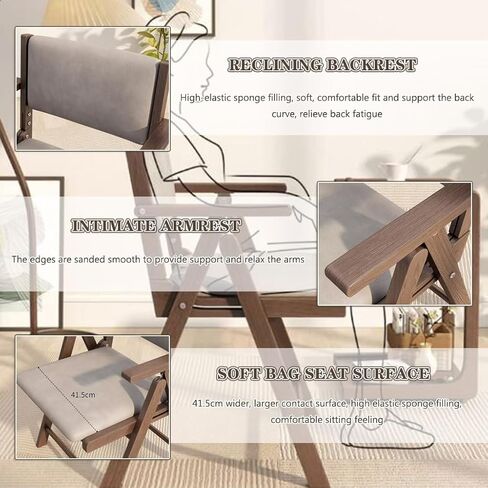 مسند الظهر القابل للطي قابلة للطي مع مقاعد مبطنة في المنزل مسند الظهر البسيط طي الهواء مع مساند الذراعين ، هواء الاستقبال المكتبي ، الحمل يحمل 150 كجم/330.7 رطل in Kuwait