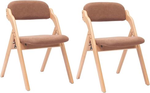 طي الخشب 2 حزمة قابلة للطي قابلة للطي هواء هوم مريح هواء مريح مع مسند مبطن وظهر للضيوف كيتن مكتب الزفاف ، بني فاتح in Kuwait