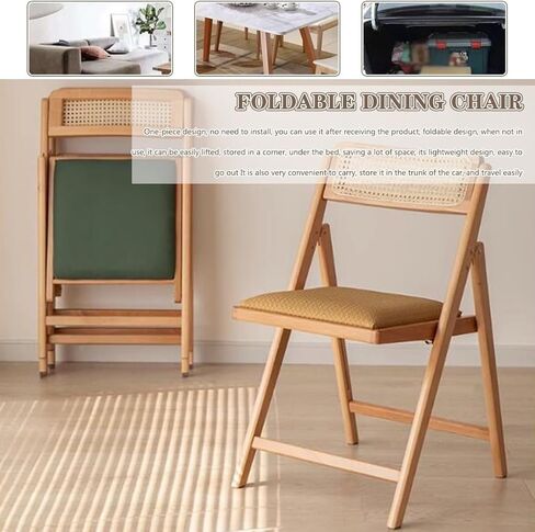 Folding Dining air Folding with Padded Seats Retro Fashion Rattan Weaving Fold Up air, Cafe Comfort Upholstery Rest, Office air, Load-Bearing 100kg/220.5lbs in Saudi Arabia