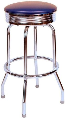 Swivel Bar Stool - قاعدة كروم ، 360 دوران ، تصميم قوي - مقهى وبار مقاعد (24 "و 30" مرتفعات) أزرق/24 in Kuwait