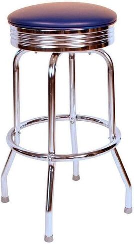 Swivel Bar Stool - قاعدة كروم ، 360 دوران ، تصميم قوي - مقهى وبار مقاعد (24 "و 30" مرتفعات) أزرق/24 in Kuwait