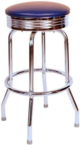 Swivel Bar Stool - قاعدة كروم ، 360 دوران ، تصميم قوي - مقهى وبار مقاعد (24 "و 30" مرتفعات) أزرق/24 in Kuwait