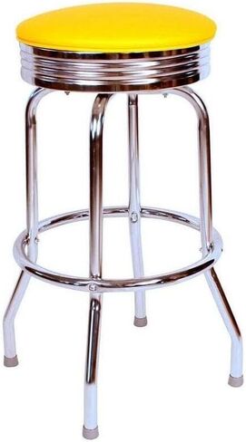 Swivel Bar Stool - قاعدة كروم ، 360 دوران ، تصميم قوي - مقهى وبار مقاعد (24 "و 30" مرتفعات) أزرق/24 in Kuwait