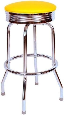 Swivel Bar Stool - قاعدة كروم ، 360 دوران ، تصميم قوي - مقهى وبار مقاعد (24 "و 30" مرتفعات) أزرق/24 in Kuwait