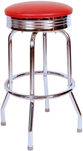 Swivel Bar Stool - قاعدة كروم ، 360 دوران ، تصميم قوي - مقهى وبار مقاعد (24 "و 30" مرتفعات) أزرق/24 in Kuwait