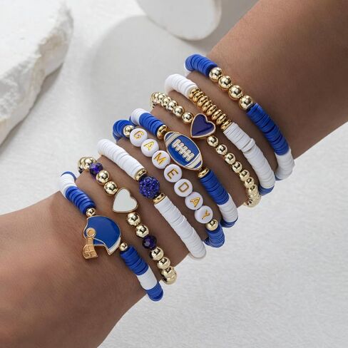 WCRAZYE Game Day Football Charm Bracelet for Moms Dads Football Fans Stackable Sports Jewelry in Saudi Arabia