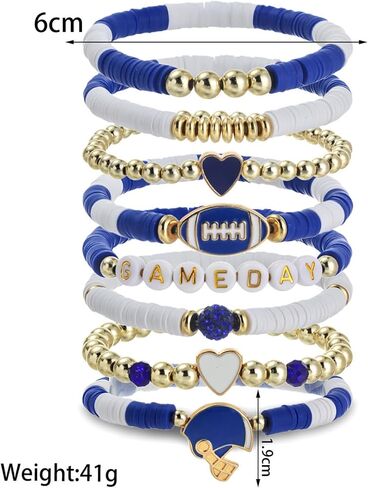 WCRAZYE Game Day Football Charm Bracelet for Moms Dads Football Fans Stackable Sports Jewelry in Saudi Arabia