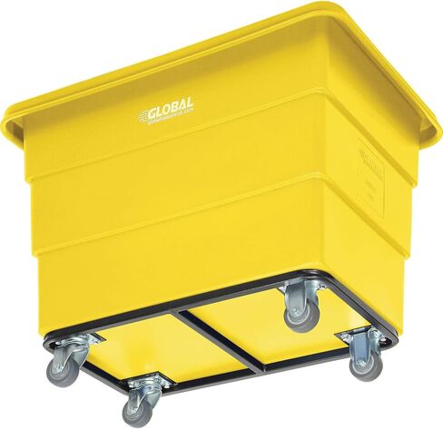 Global Industrial 8 Bushel Plastic Bulk Box Truck, Steel Chassis Base, 800 lbs. Capacity, 3" Non-Maring Rubber Casters, Yellow, 33-3/10"L x 24-3/5"W x 27-2/5"H in Kuwait