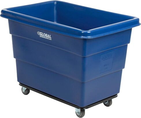 Global Industrial 8 Bushel Plastic Bulk Box Truck, Steel Chassis Base, 800 lbs. Capacity, 3" Non-Maring Rubber Casters, Yellow, 33-3/10"L x 24-3/5"W x 27-2/5"H in Kuwait