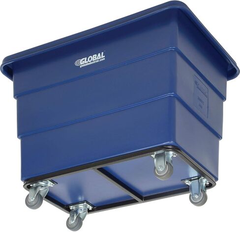 Global Industrial 8 Bushel Plastic Bulk Box Truck, Steel Chassis Base, 800 lbs. Capacity, 3" Non-Maring Rubber Casters, Yellow, 33-3/10"L x 24-3/5"W x 27-2/5"H in Kuwait