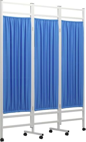 3-Panel Medical Privacy Screen, Blue Portable Folding Room Divider with Wheels, Foldable Partition with Lockable Casters for Clinic, Hospital, Dressing Room,Beauty Salon (Blue, 3 Panel) in Saudi Arabia