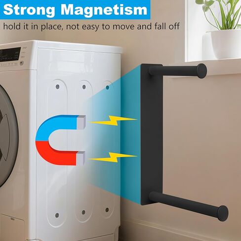 Redcall Magnetic Hanger Organizer للغسالة ، رف تخزين شماعات المغناطيس القوي لمنظمة غرفة الغسيل ، Stacker Holder (Black) in Saudi Arabia