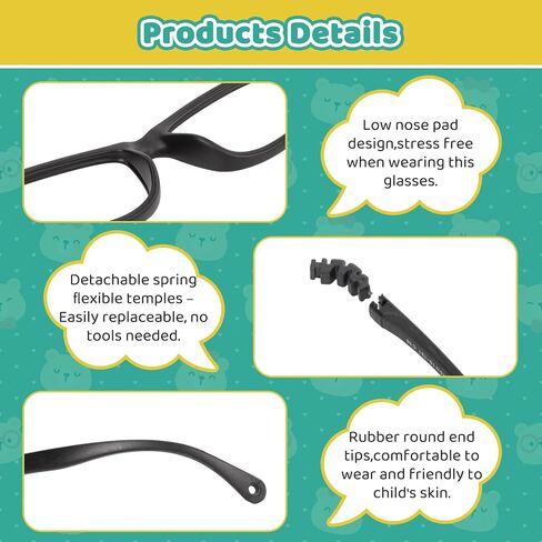 BiBiBear Kids/Teens Glasses - Unbreakable TR90 Frame, 180° Ultra Flexible, Lightweight & Safe Glasses for Kids Age 2-15 in Saudi Arabia