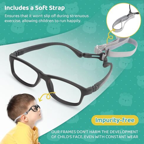BiBiBear Kids/Teens Glasses - Unbreakable TR90 Frame, 180° Ultra Flexible, Lightweight & Safe Glasses for Kids Age 2-15 in Saudi Arabia