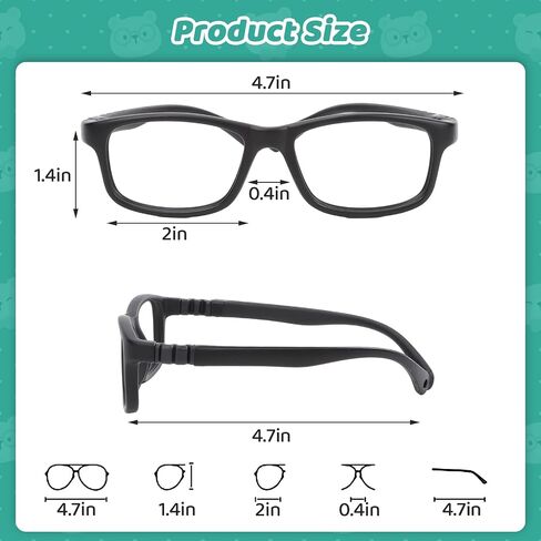 BiBiBear Kids/Teens Glasses - Unbreakable TR90 Frame, 180° Ultra Flexible, Lightweight & Safe Glasses for Kids Age 2-15 in Saudi Arabia
