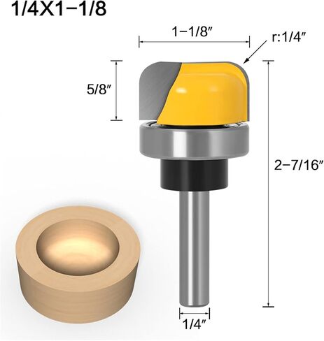 1-1/8 Inch Diameter BowlTray Template Router Bit 1/4 Inch Shank 1Pcs in Saudi Arabia