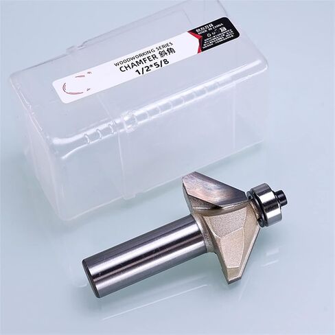 Bevel Chamfer Router Bit Bearing 45 Degree Flush Trimming Tapered Woodworking DIY Wood Milling Tool 1/2 1/4 Horse Nose 1Pcs(1-4x1(45deg)) in Kuwait